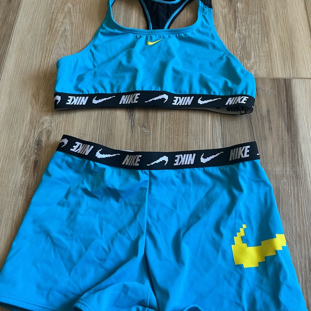 Nike Teal Sports Bra and Shorts swim set